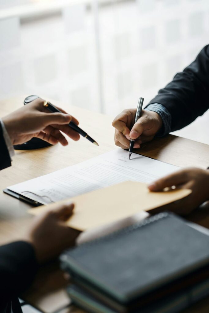 business lawyer assisting client